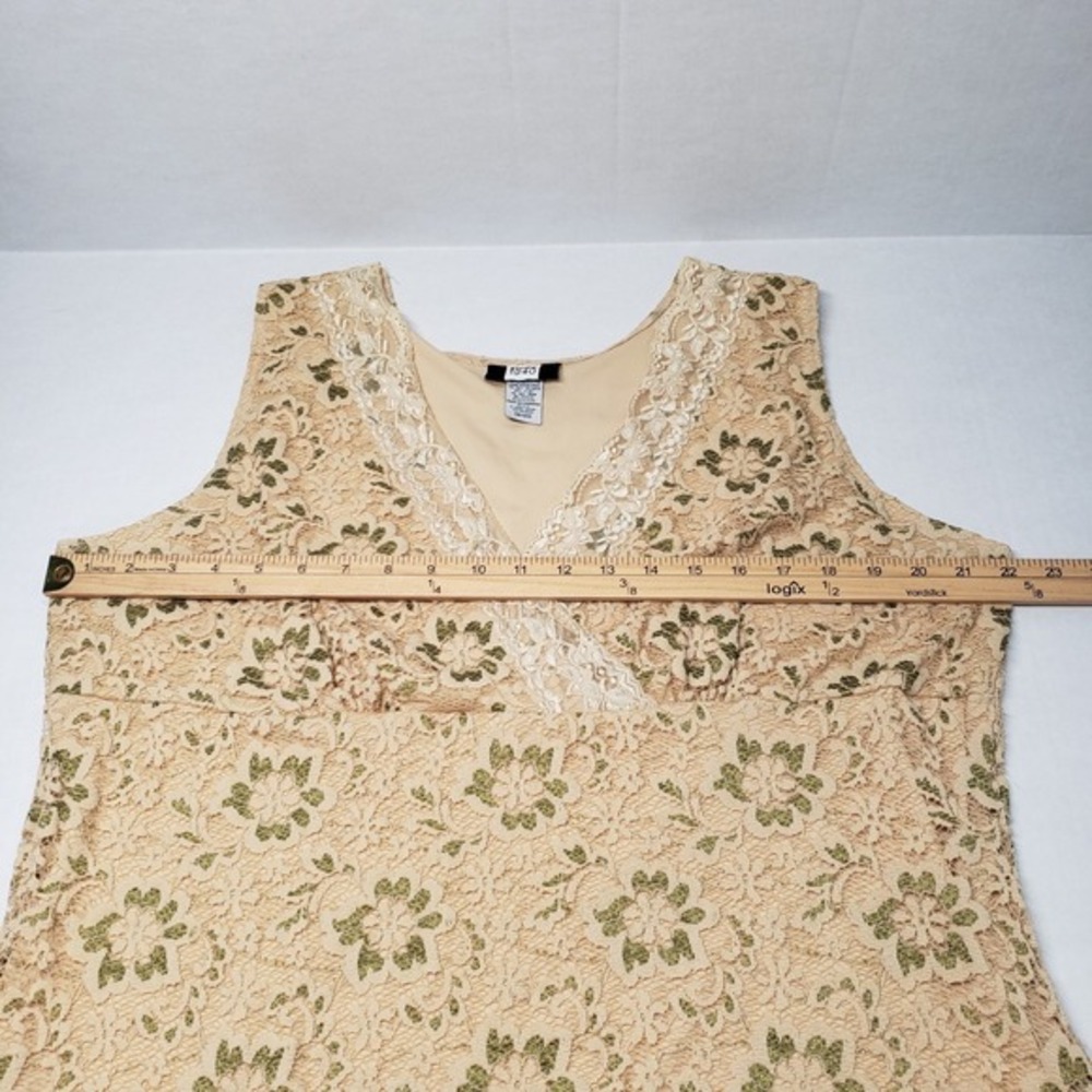 Vintage Studio 1940 Lace Tank Top Womens Beige V-Neck Sleeveless Grunge Romantic - Picture 4 of 14